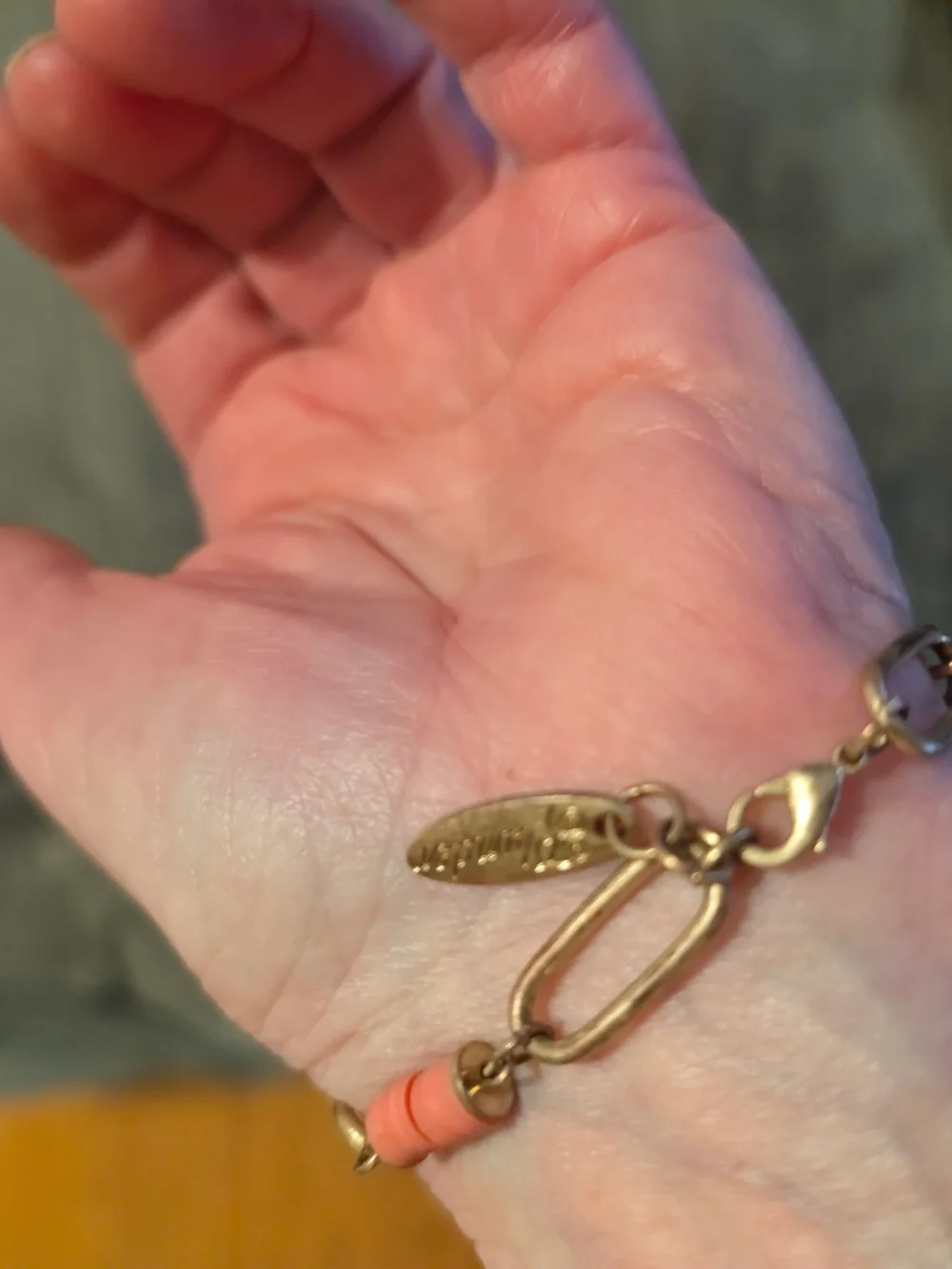 Plunder Gold-Tone Chain Bracelet with Coral Orange Discs - Picture 8 of 11